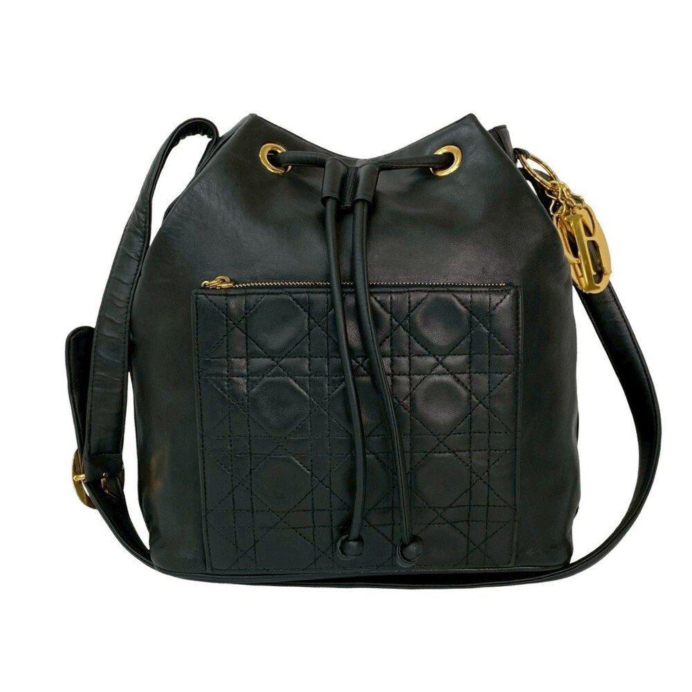 CHRISTIAN DIOR Black Leather Shoulder Bag